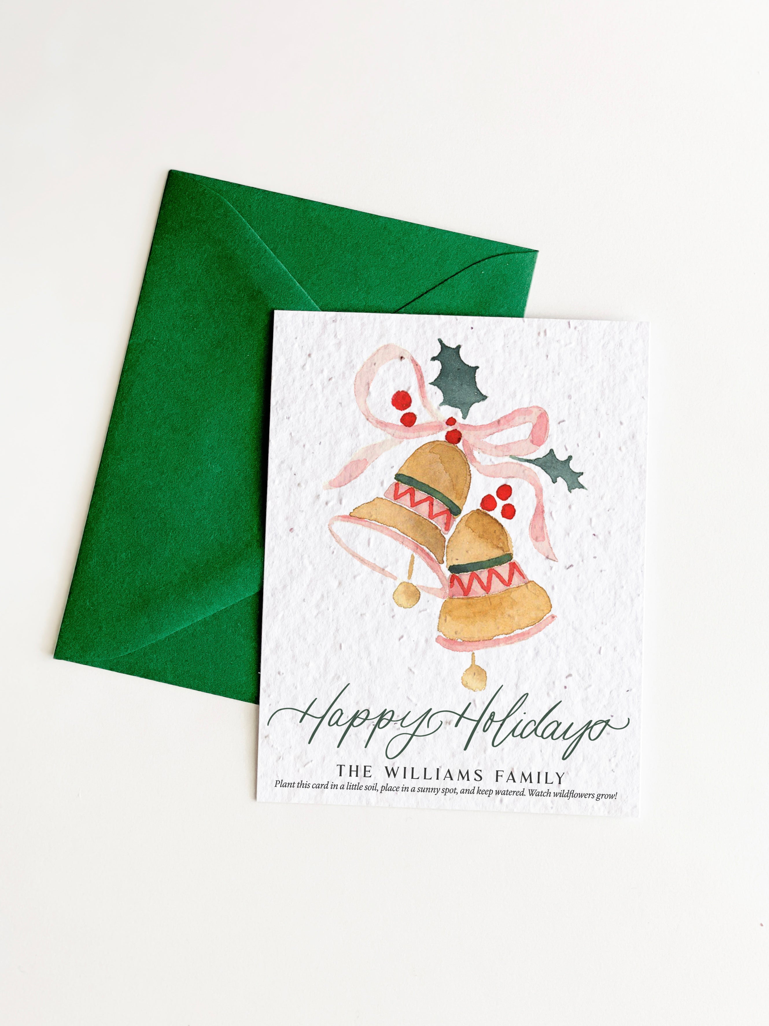 growNOTES™ Holiday Greeting Cards on Plantable Seed Paper - Christmas Bell