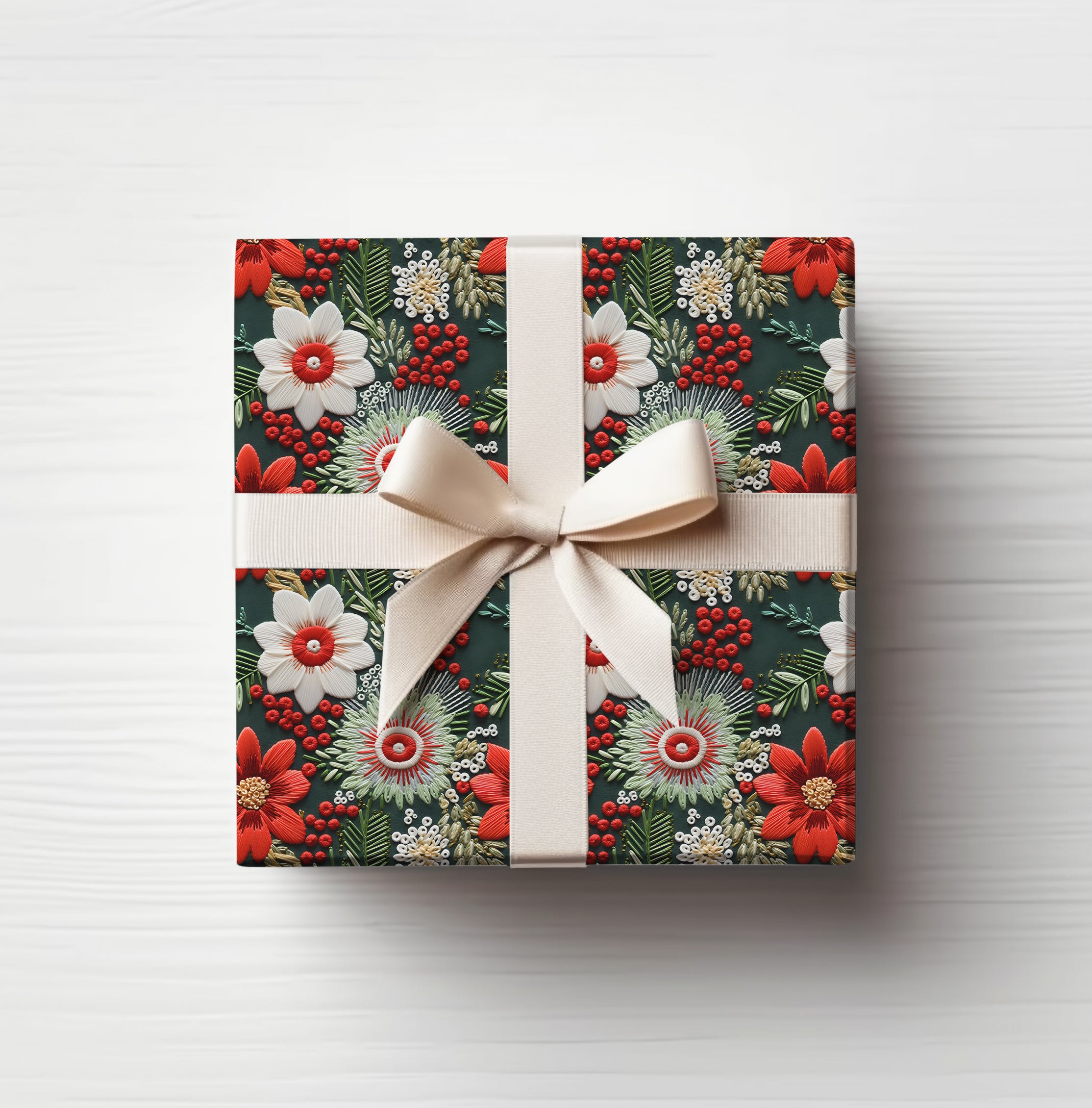 Wrapping Paper Sheets - Festive Embroidery