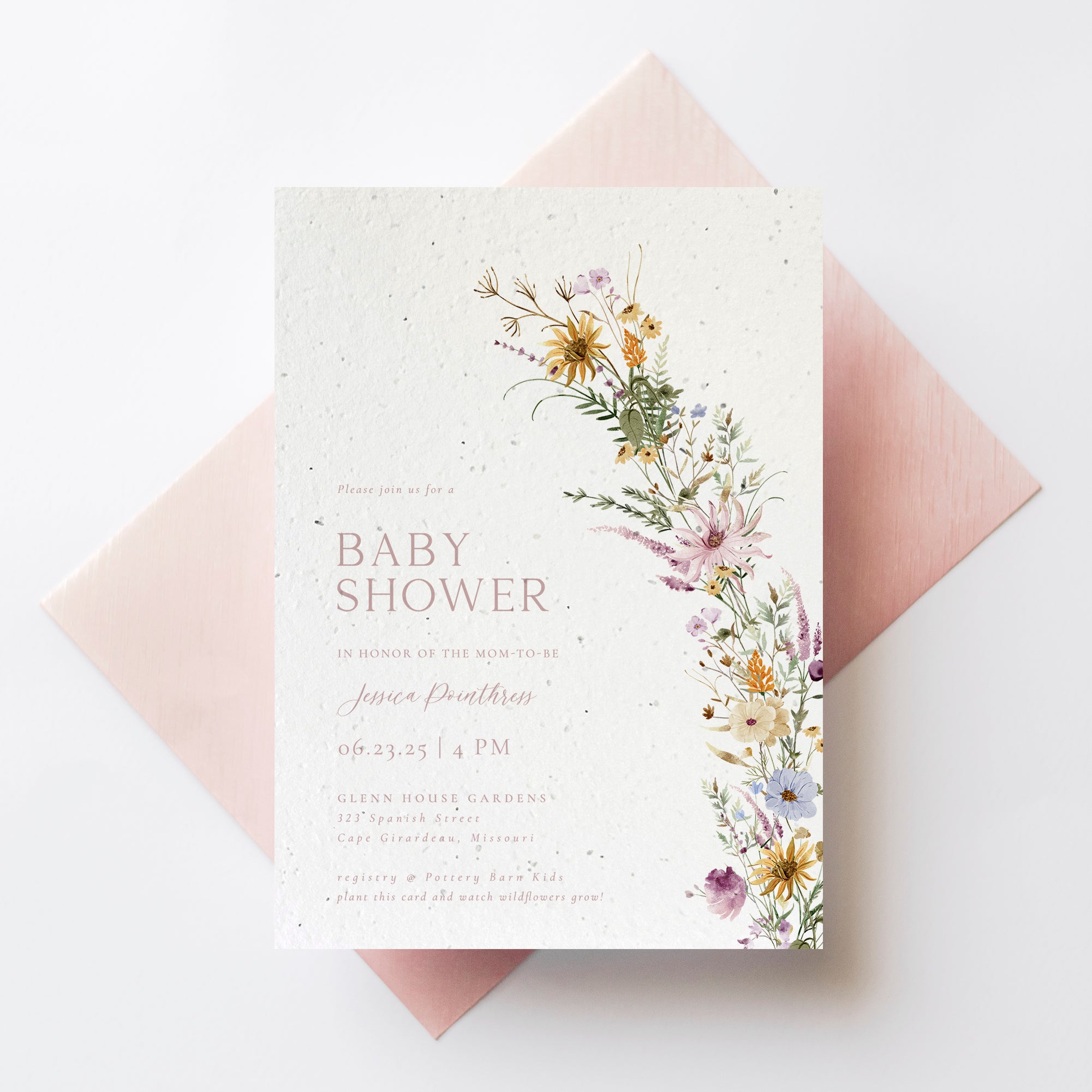 growNOTES™ Wildflower Baby Shower Plantable Invitation - Wild Flowers