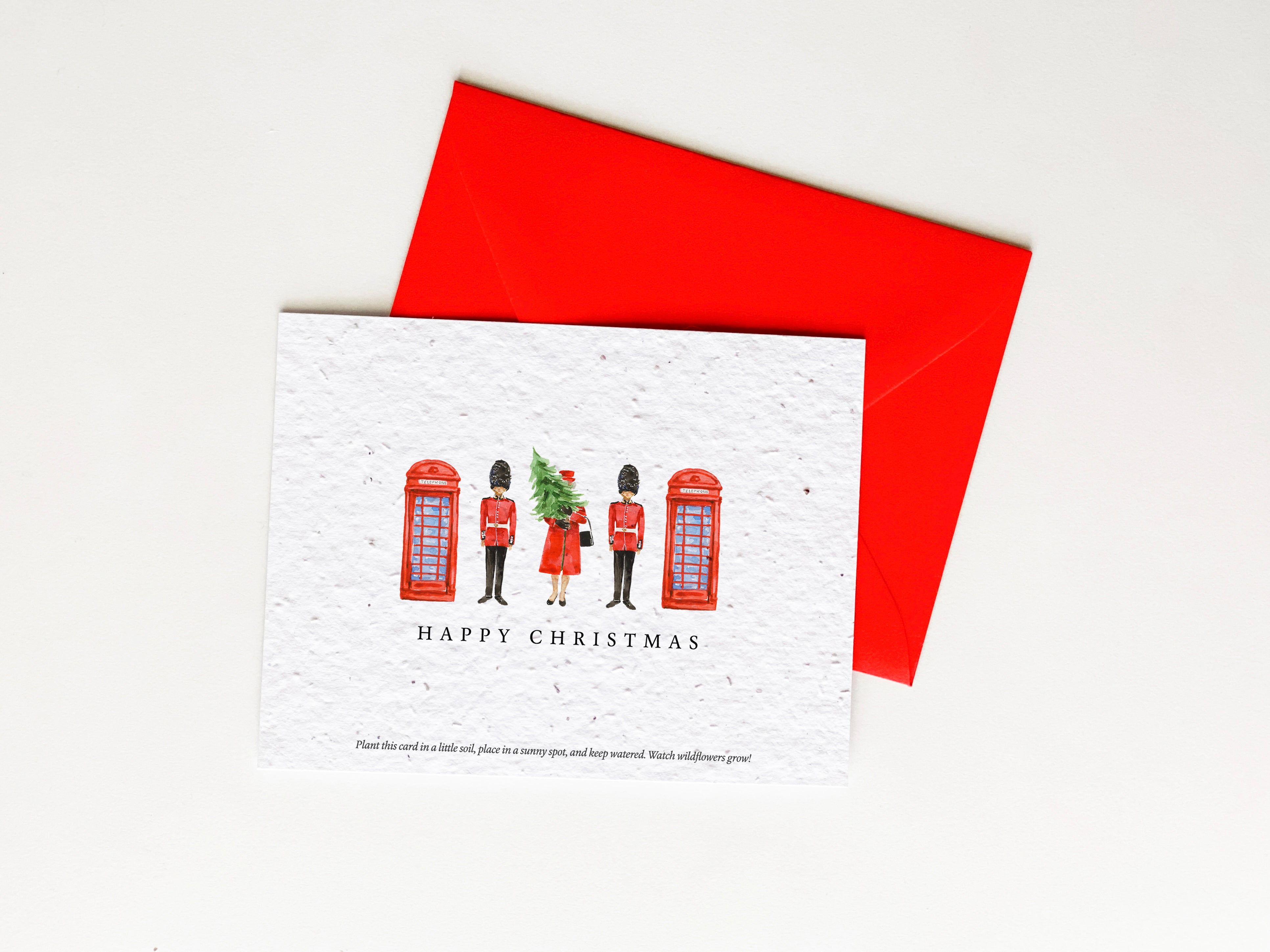 "Happy Christmas" Personalized Plantable Christmas Card on Wildflower Seed Paper: Set of 10