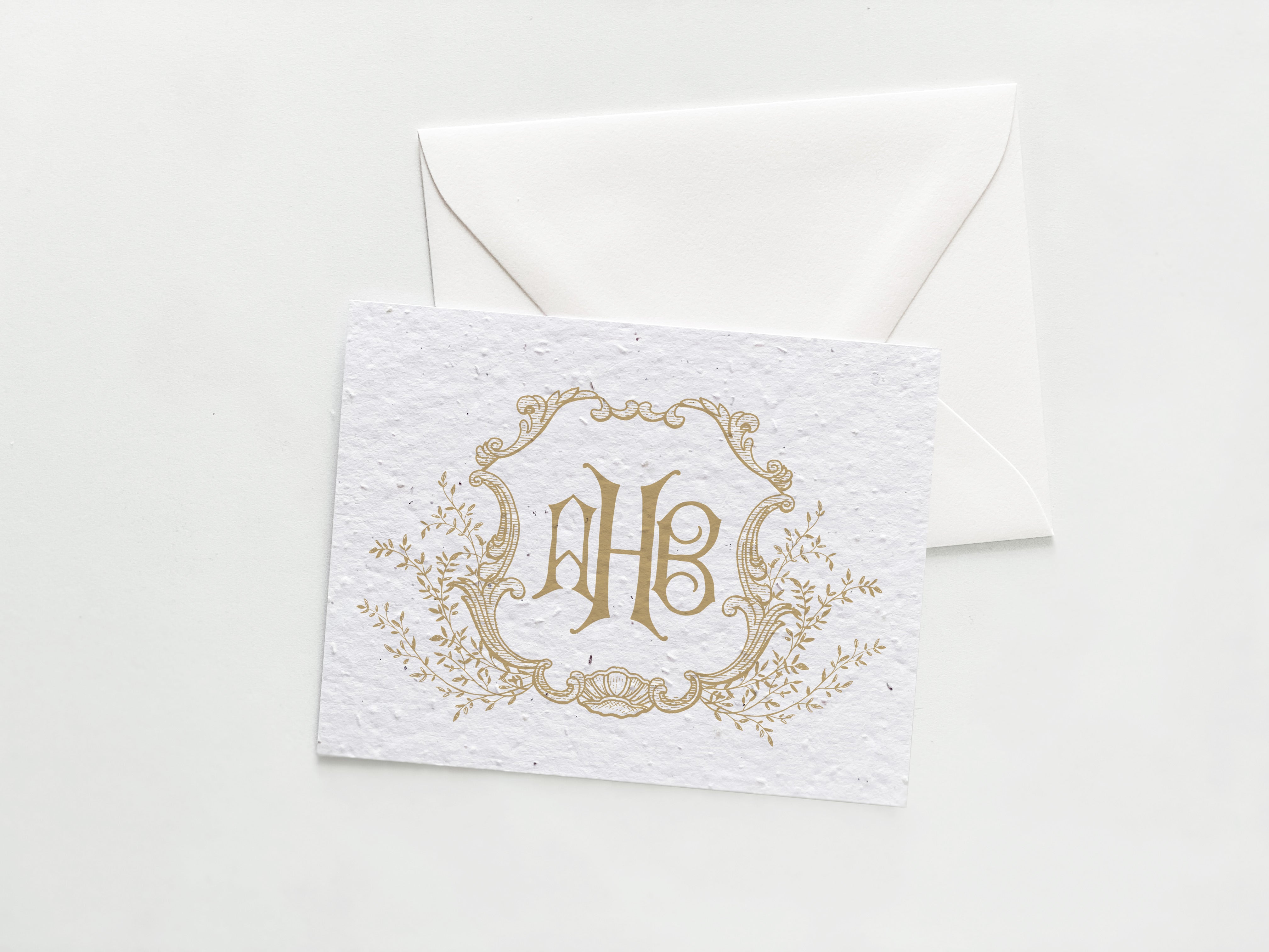 growNOTES™ Plantable Notecards - Gold Monogram (10 Count Set)