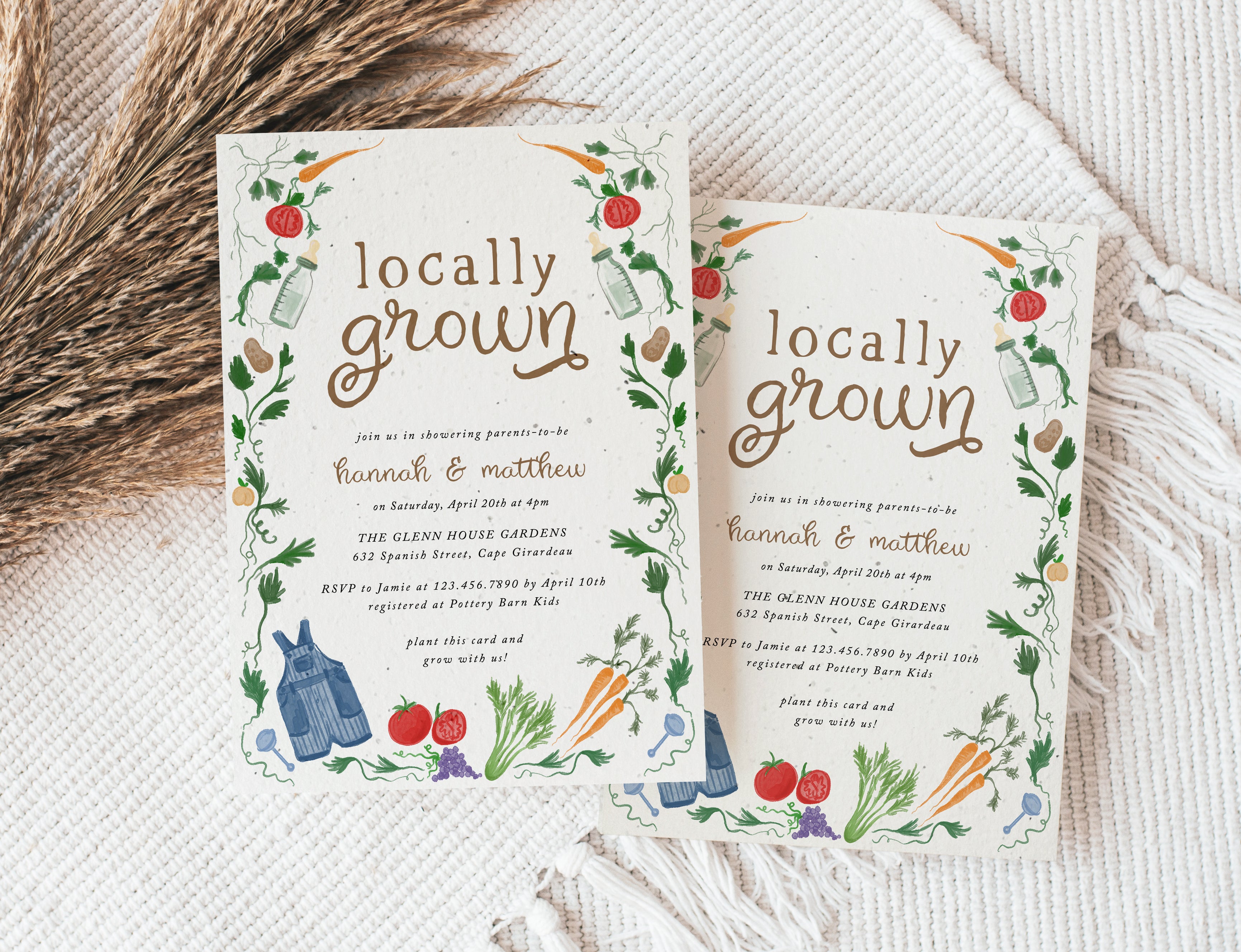 Locally Grown Baby Shower Plantable Invitation - 4 Count