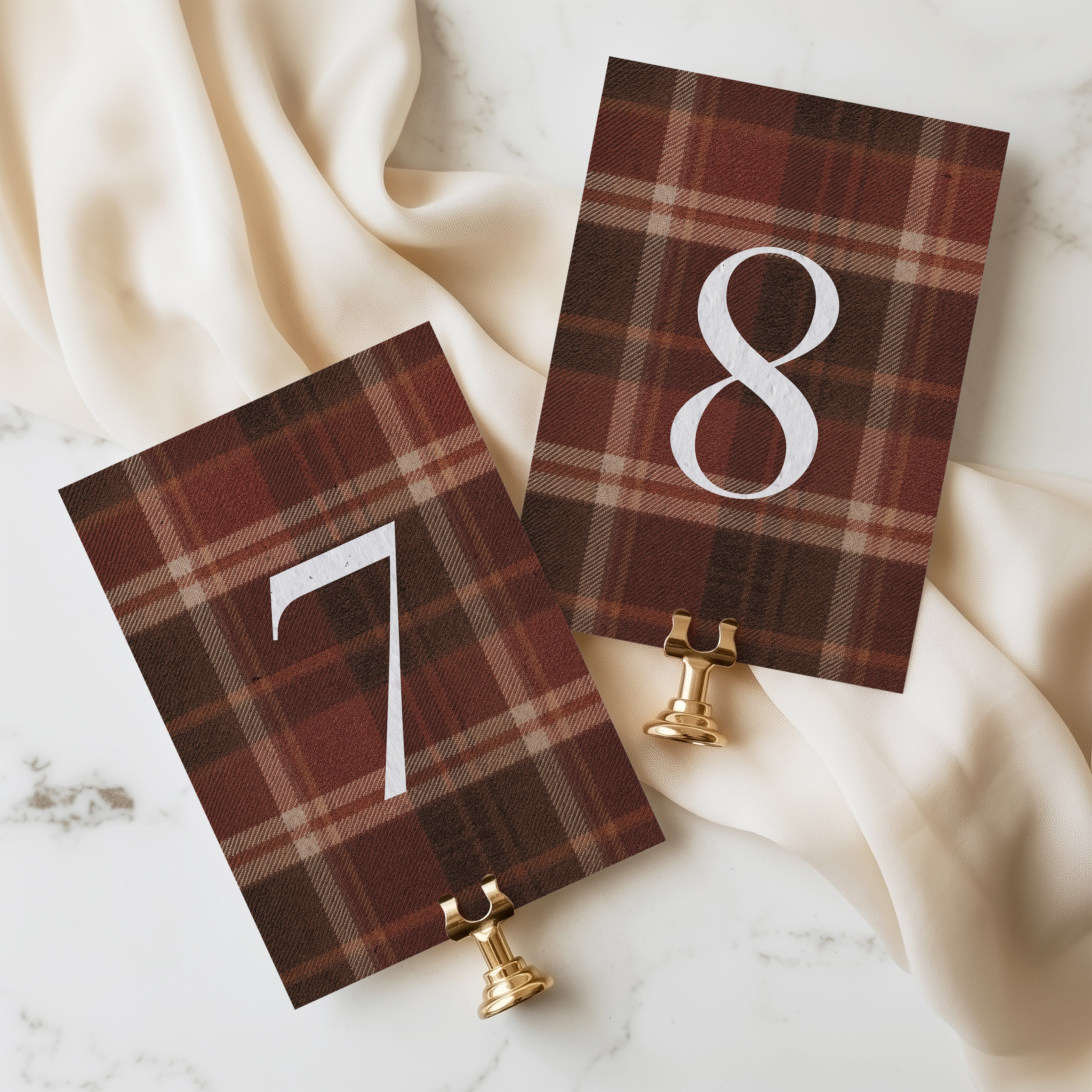 growNOTES™ Watercolor Table Numbers on Plantable Wildflower Seed Paper - Autumn Tartan
