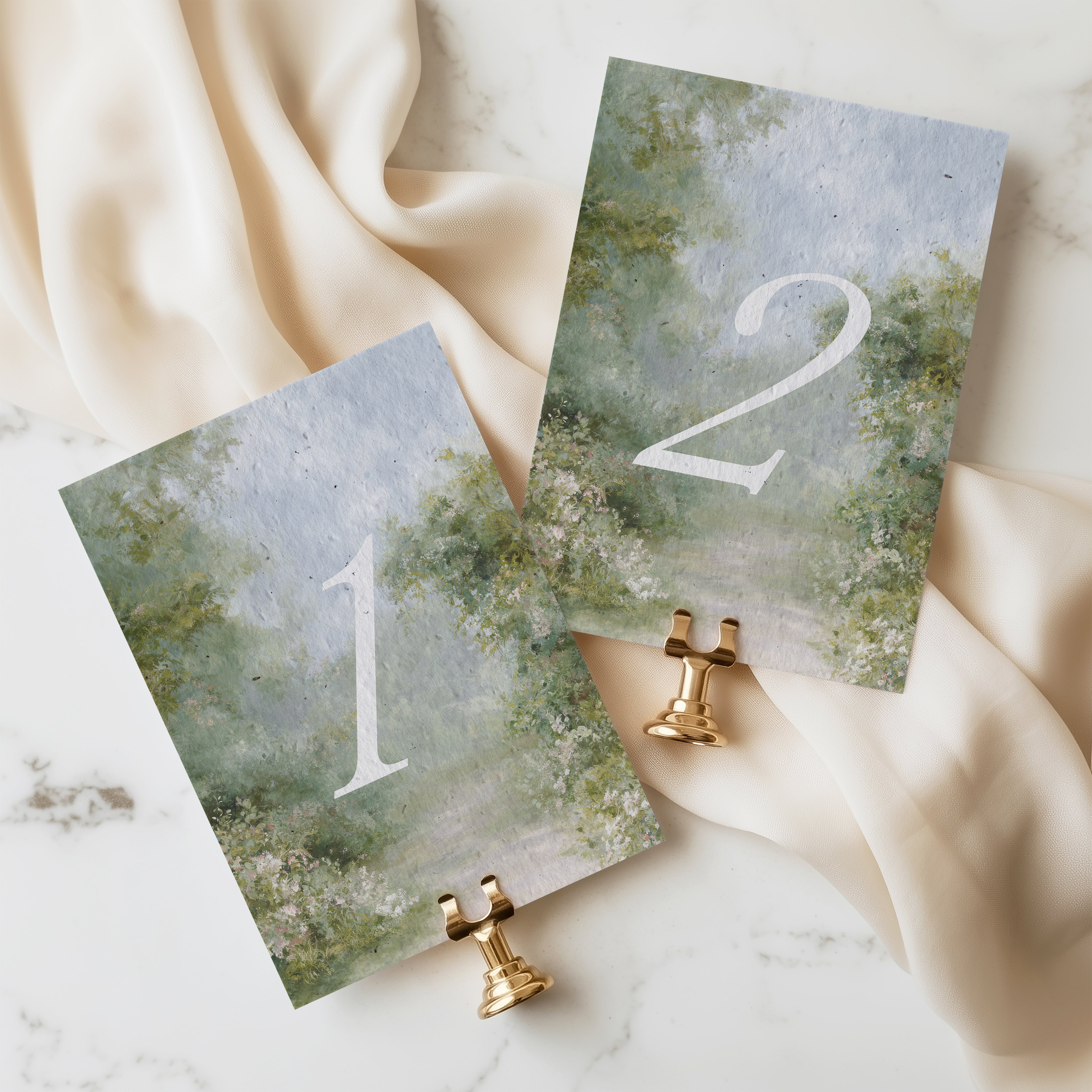 growNOTES™ Watercolor Table Numbers on Plantable Wildflower Seed Paper - Forest