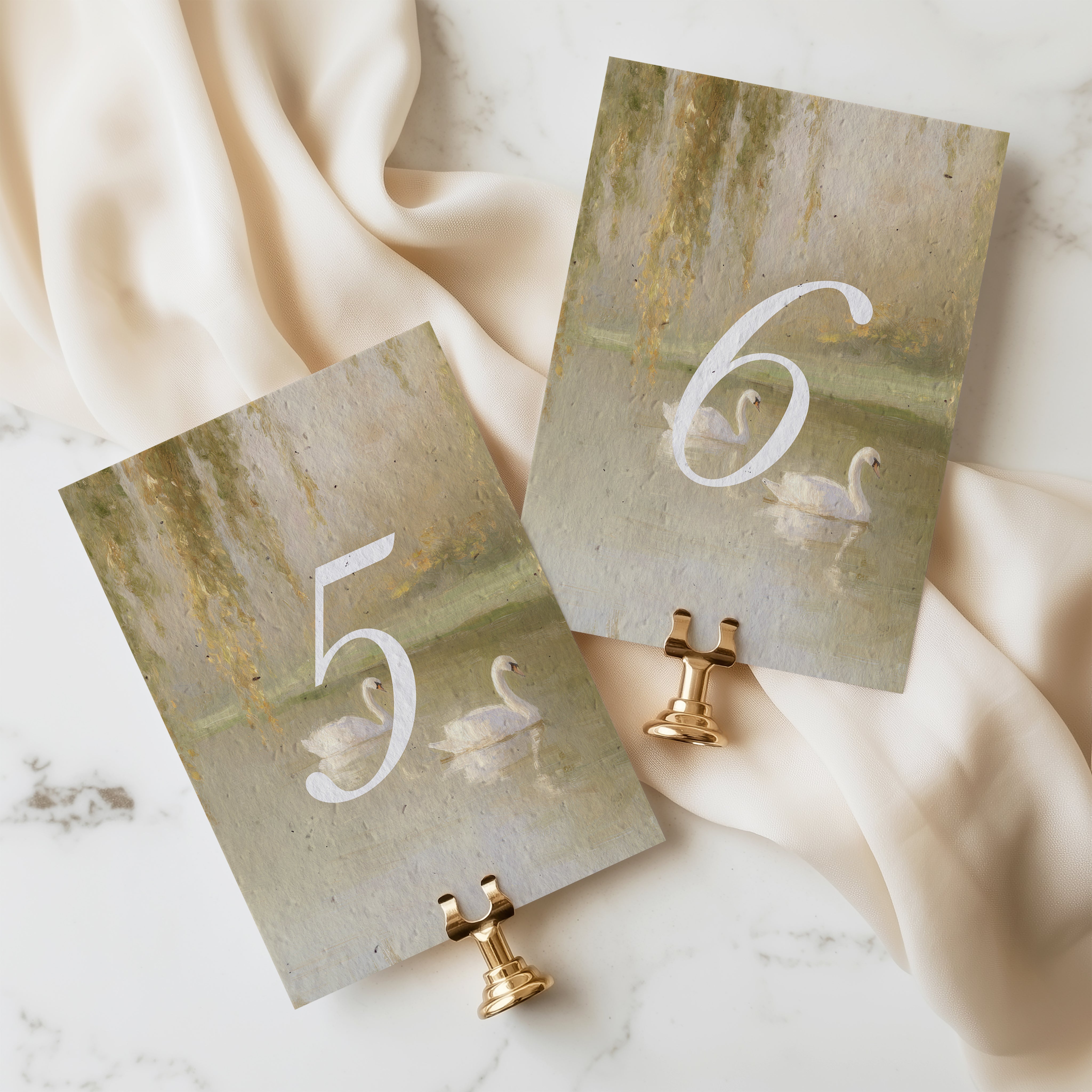 growNOTES™ Watercolor Table Numbers on Plantable Wildflower Seed Paper - Swan Lake
