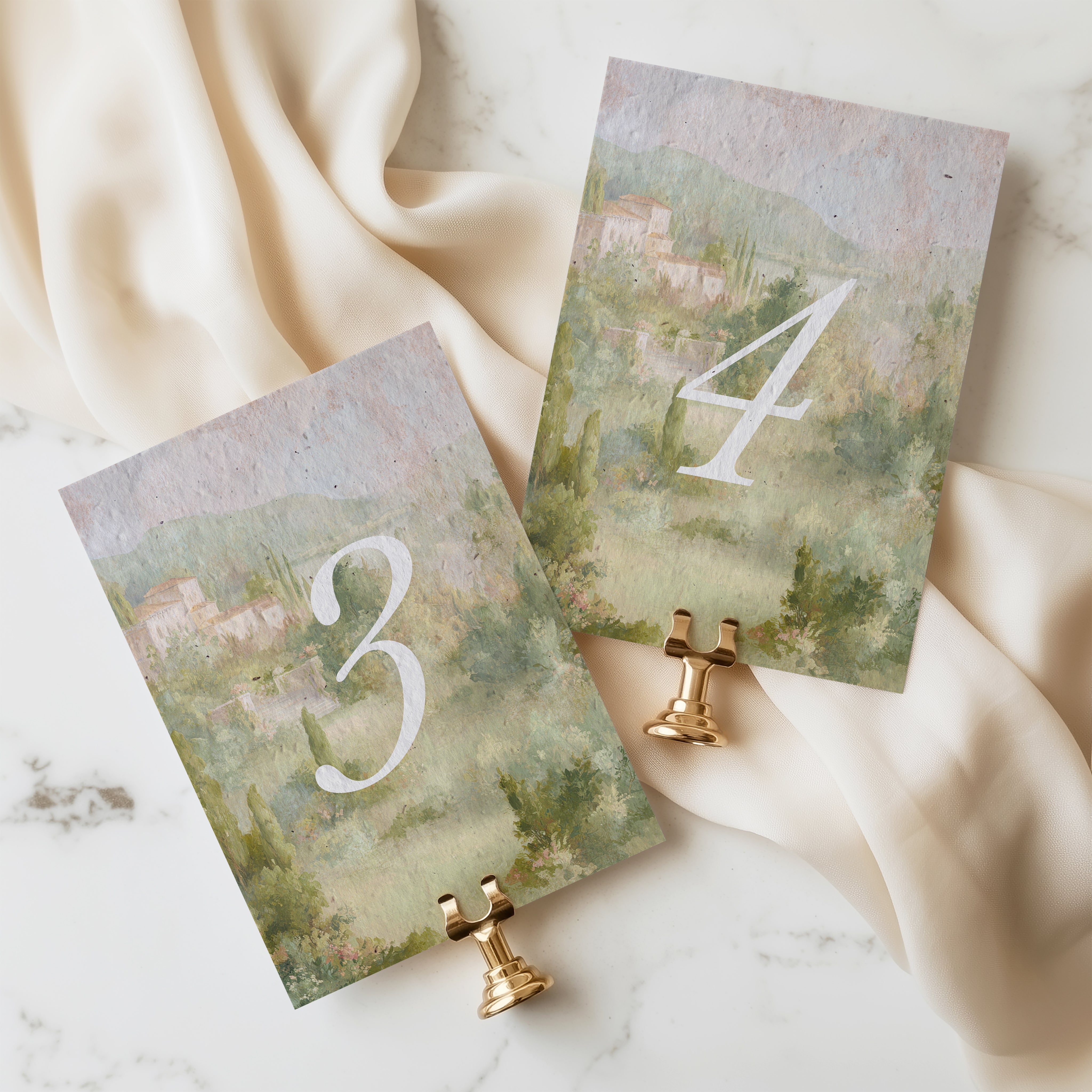 growNOTES™ Watercolor Table Numbers on Plantable Wildflower Seed Paper - Tuscany