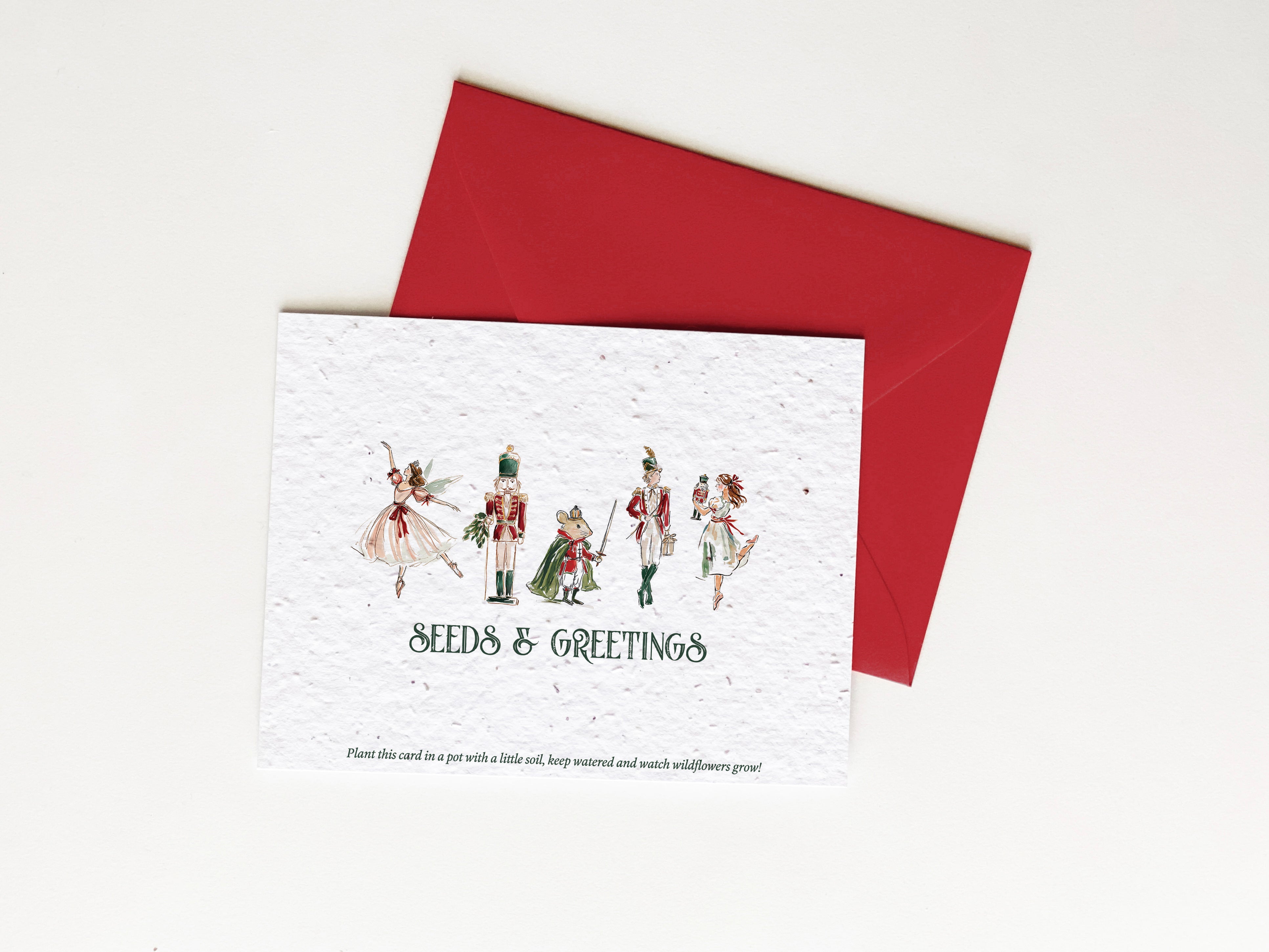 "Nutcracker" growNOTES™ Plantable Christmas Card on Wildflower Seed Paper (Set of 10)