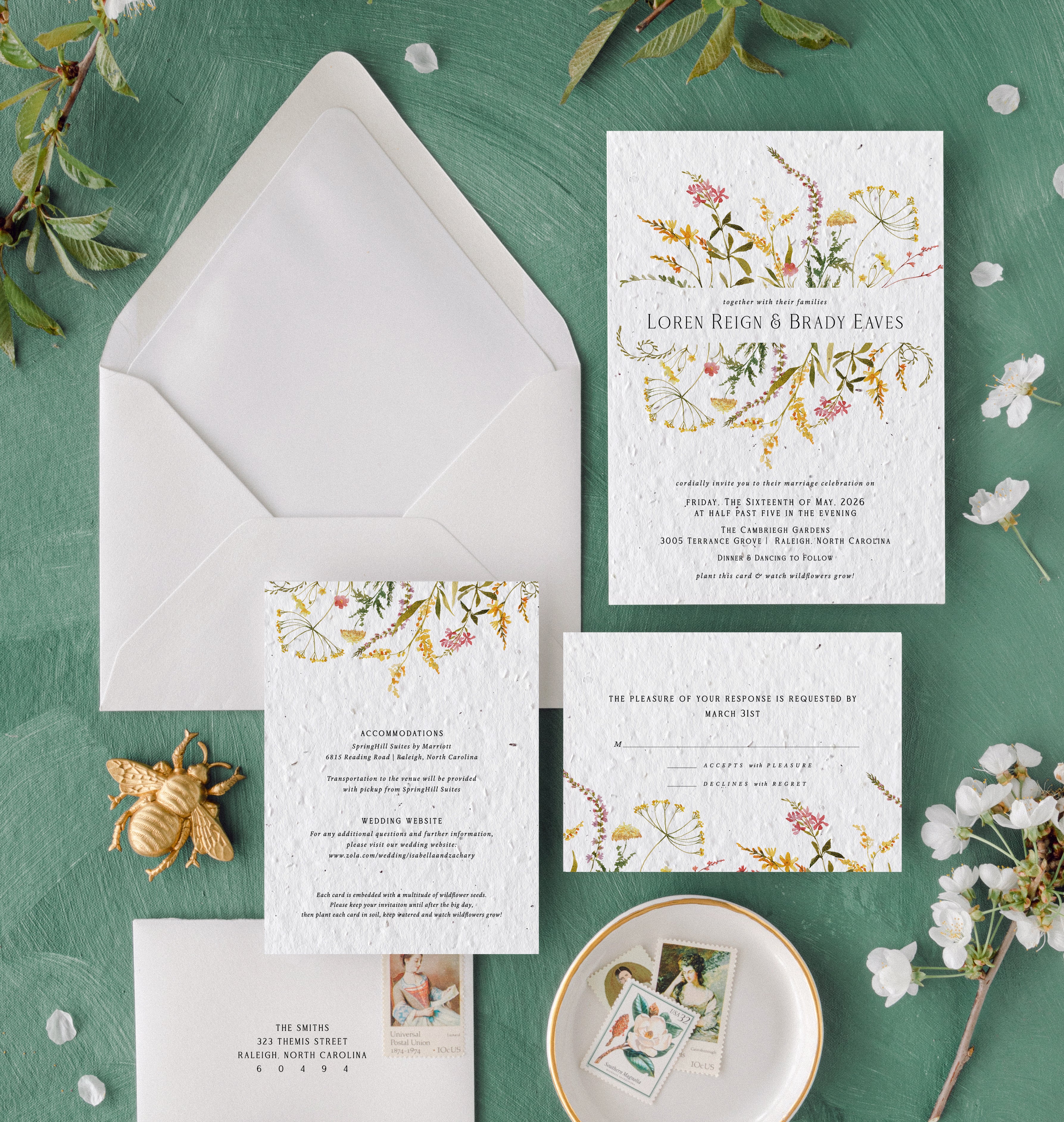 growNOTES™ Plantable Wedding Invitation Suite - Summer Vines
