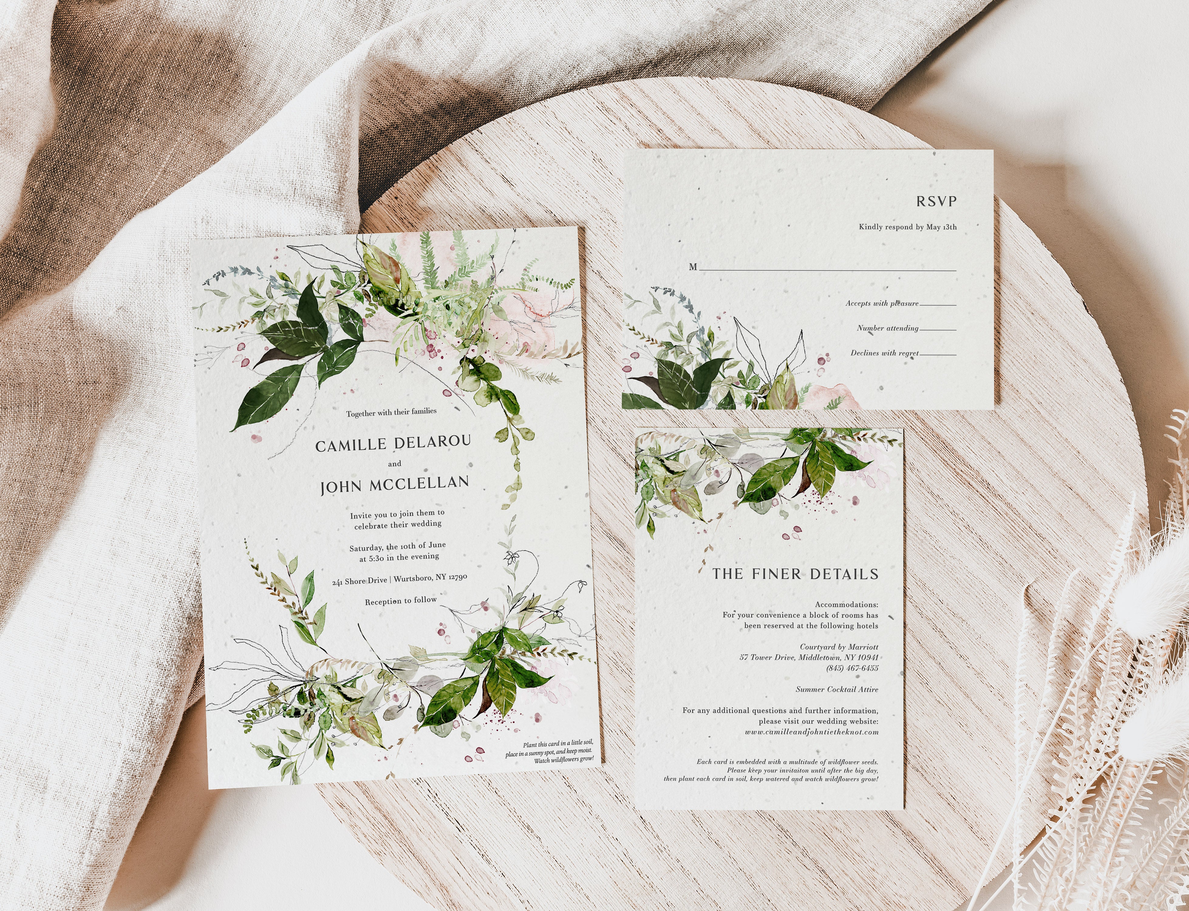 growNOTES™ Plantable Wedding Invitation Suite - Botanical