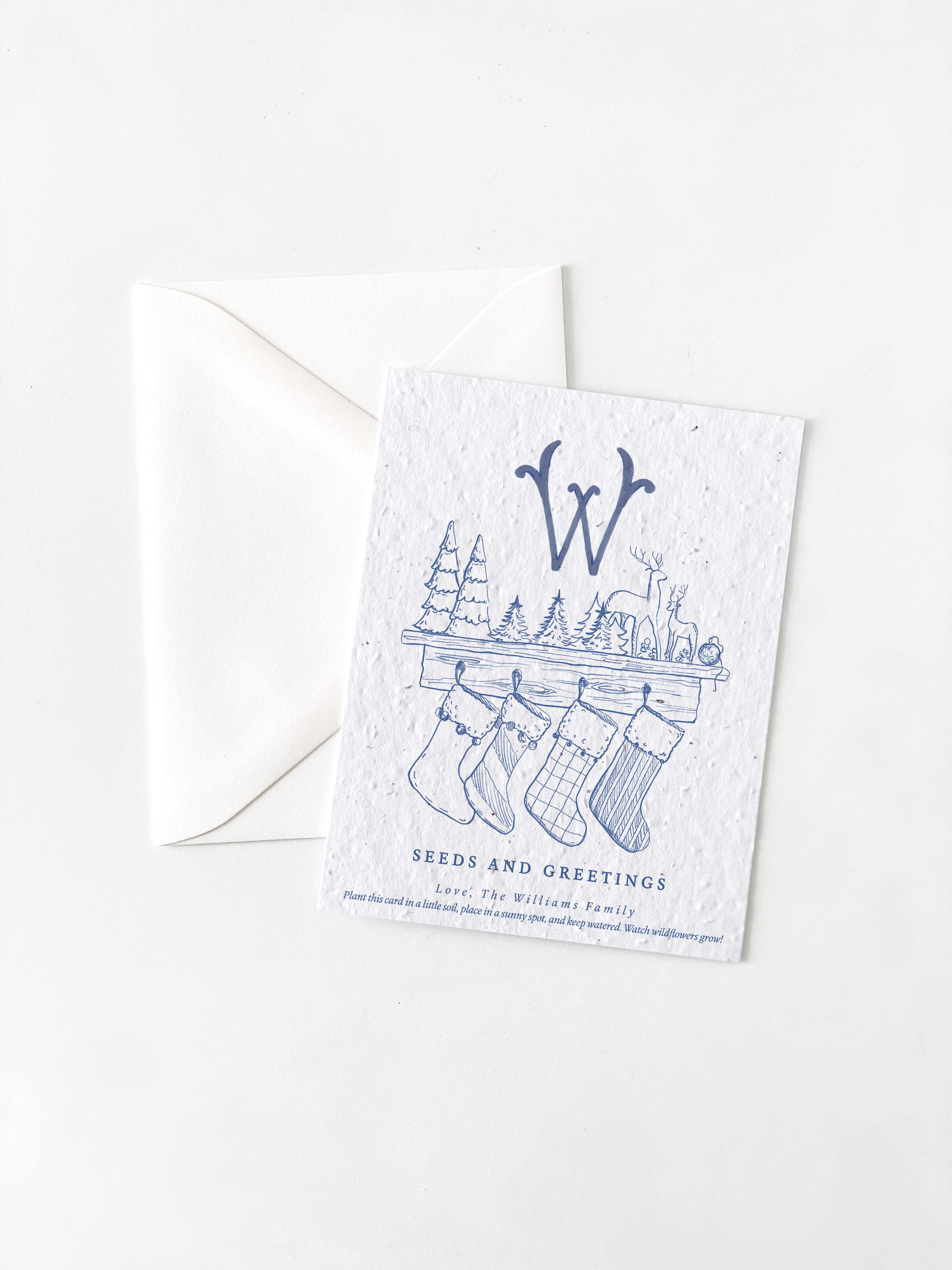 growNOTES™ Holiday Greeting Cards on Plantable Seed Paper - Seeds & Greetings Blue Mantel