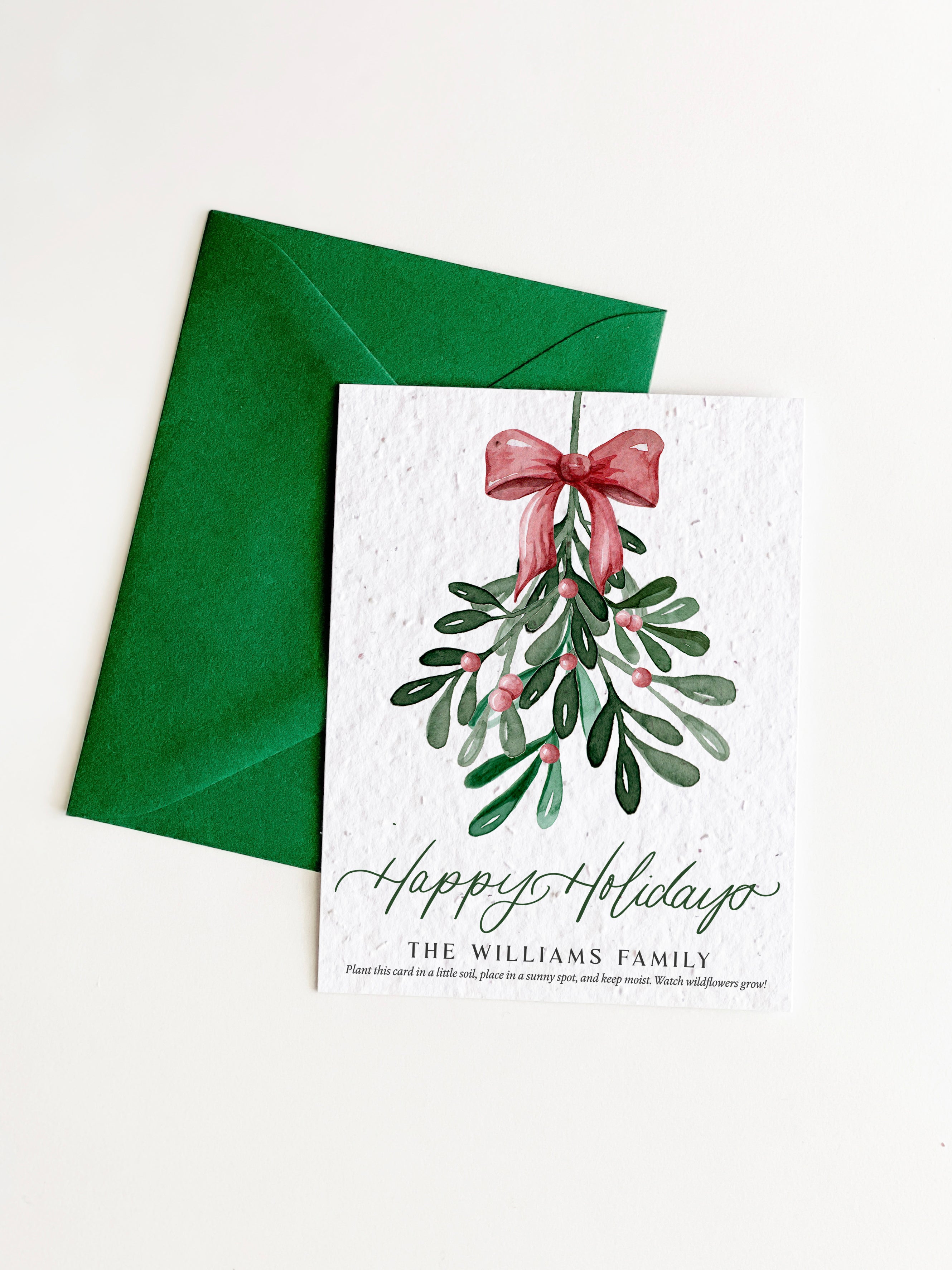 growNOTES™ Holiday Greeting Cards on Plantable Seed Paper - Mistletoe Happy Holidays